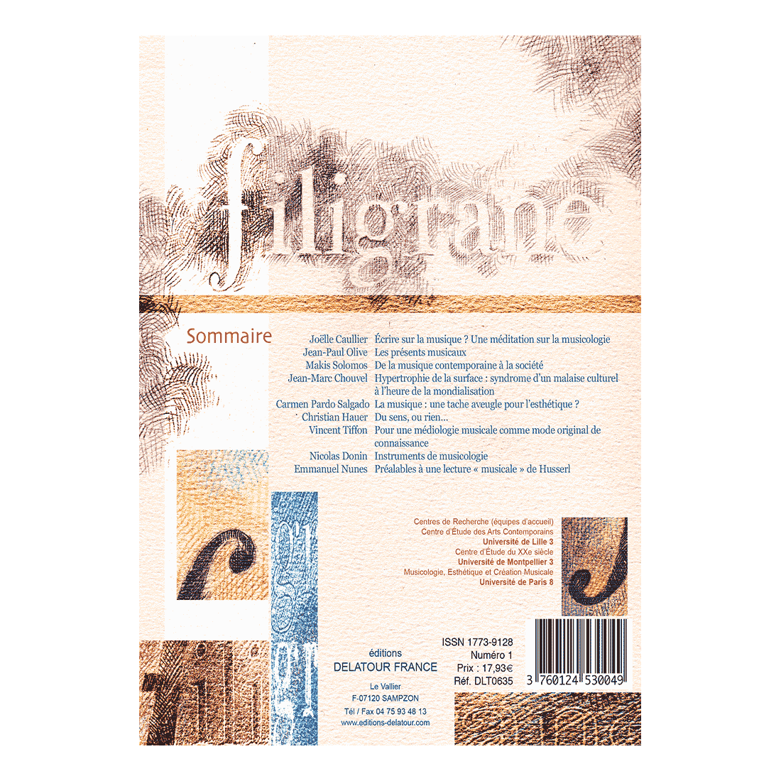 Revue Filigrane n°1 - Musicologies ?