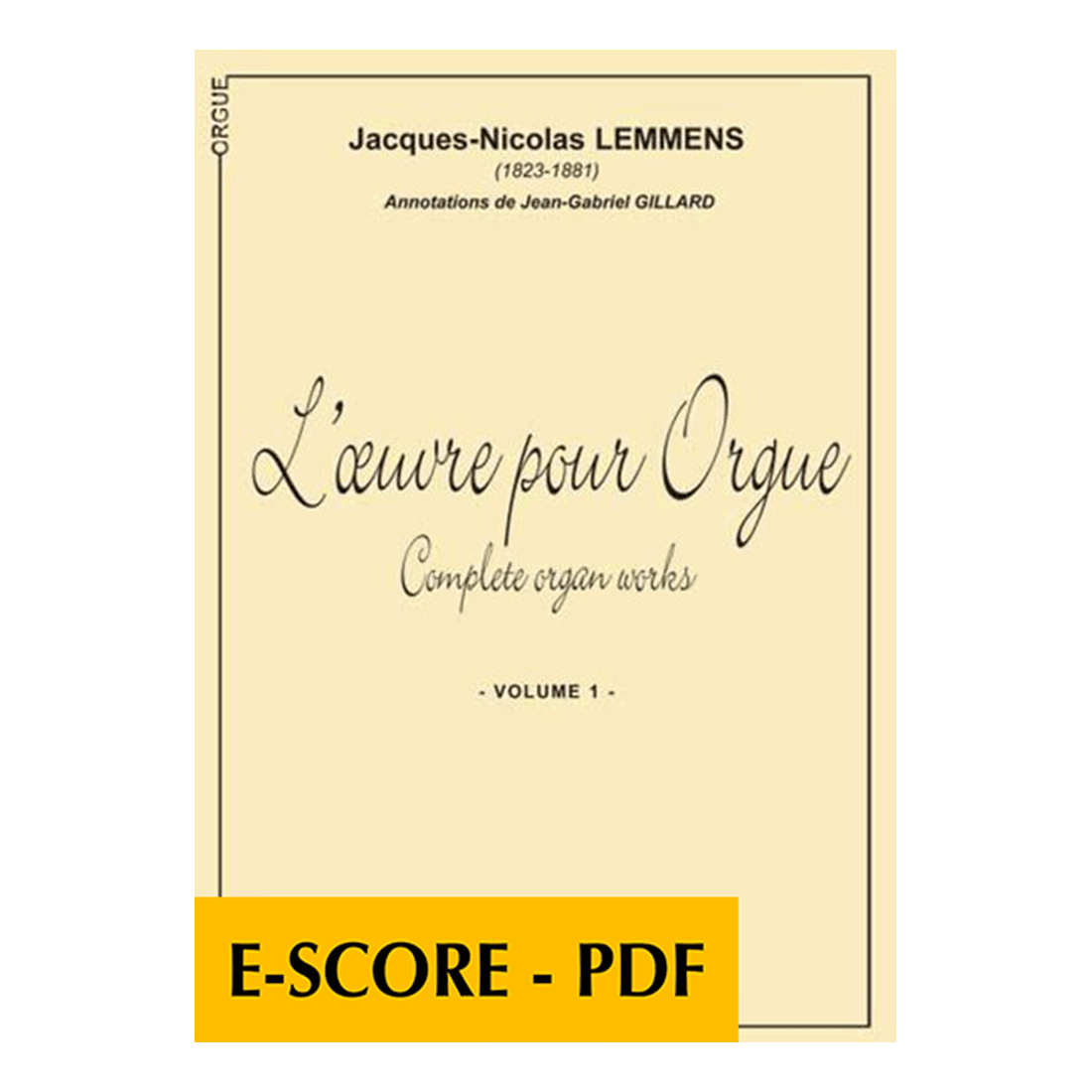 L'oeuvre pour orgue - Vol. 1 - E-score PDF